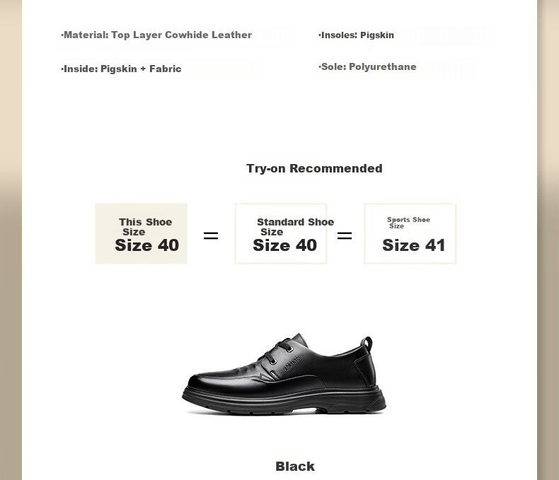 LAORENTOU Men's Leather Shoes, Business Casual Shoes, Top-Grain Cowhide, Lace-Up, Breathable, Non-Slip, Wear-Resistant, Dad Shoes, LA96 Black, Size 43 2