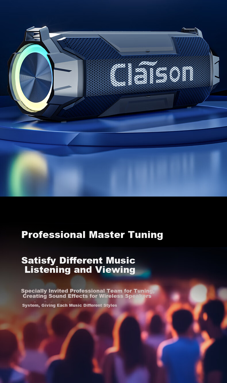 CLAISON T127 2026 New Portable Bluetooth Speaker AI Tuning Long Battery Life Ambient Lighting Multi-Device Connection IP67 Waterproof Harman-Level Sound Gold 3