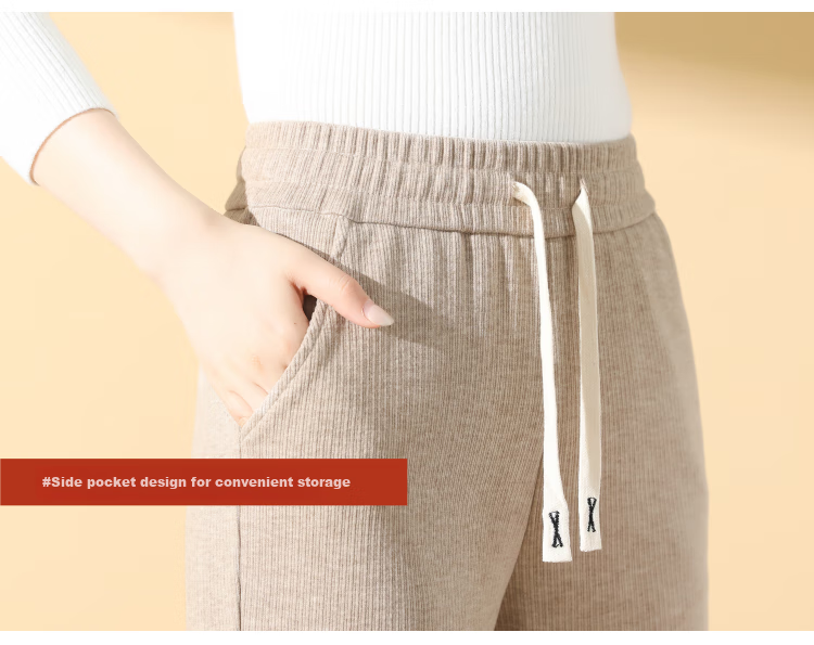 Meishi Women's Casual Pants Autumn Winter Fleece Lined Thickened Loose Straight Leg Wide Leg Trousers New 8317H Wheat 4XL 9
