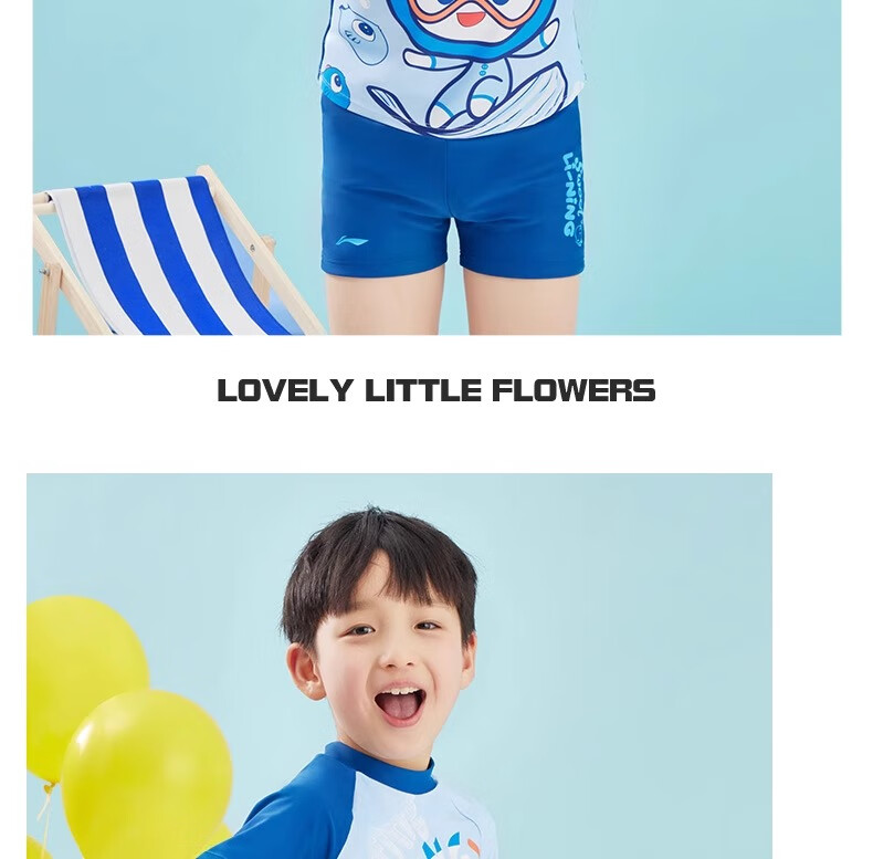 Li-Ning Children's Swimsuit, Girls' Two-Piece Sports Swimwear, Cartoon Design, Skin-Friendly, Quick-Drying Swimwear 20