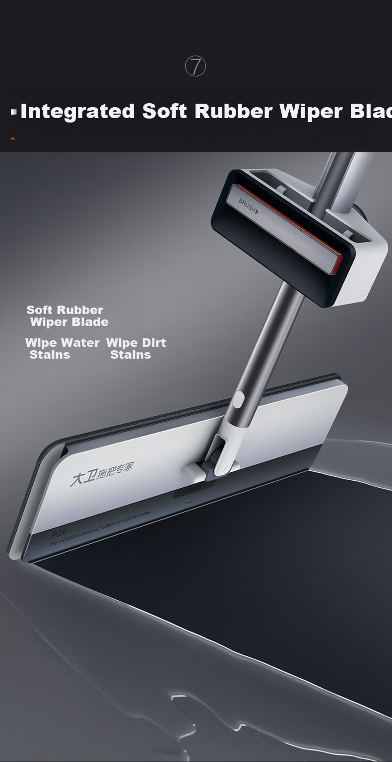 Dawei Flat Mop, 40cm Handle Length, 135cm Overall Size, 2 Thickened Pads, P20 Model, No Hand Washing Required, Deep Cleaning And Stain Removal 14