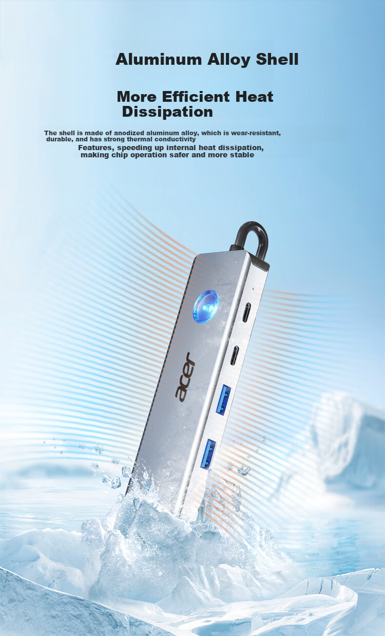 Acer Type-C 8-In Expansion Dock USB3.0 Hub HDMI Compatible with Huawei Android Laptops MacBook Converter with Card Reader Adapter 10