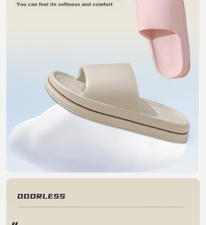 Huameijianbu Home Couple Slippers, Thickened, Non-Slip, Quiet, Macaron Color, Men's And Women's Sandals, HM617, Khaki, Size 42-43 10