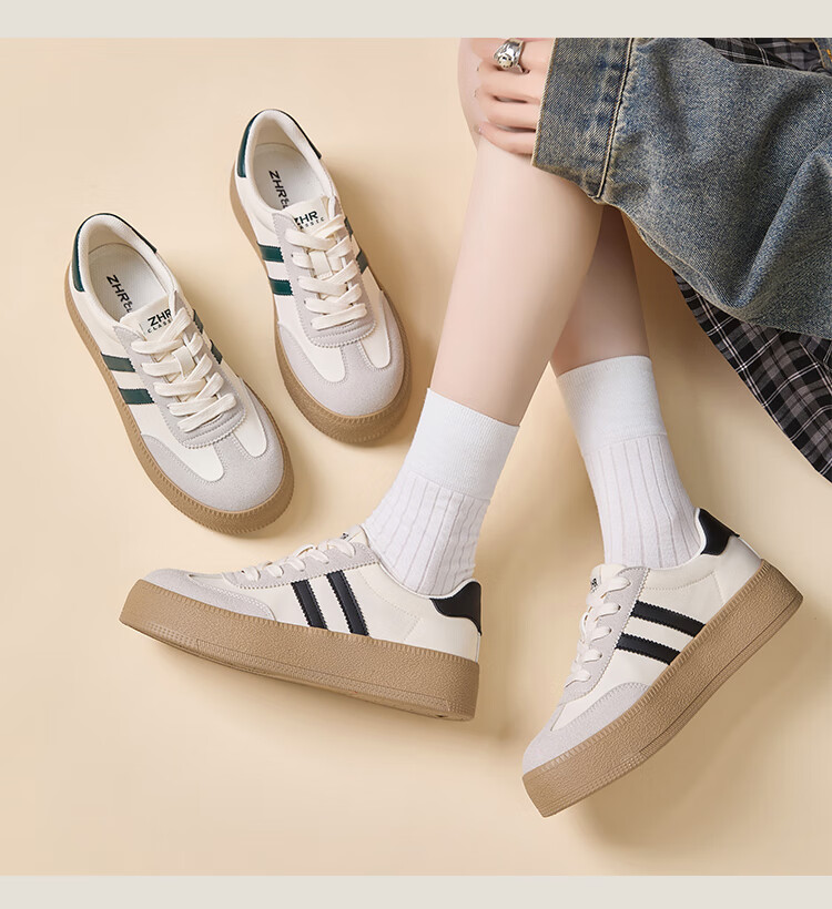 ZHR Women's Lightweight Breathable Mesh Training Shoes Thick Sole Height Increasing Casual Shoes KS75E Beige Black Size 38 9