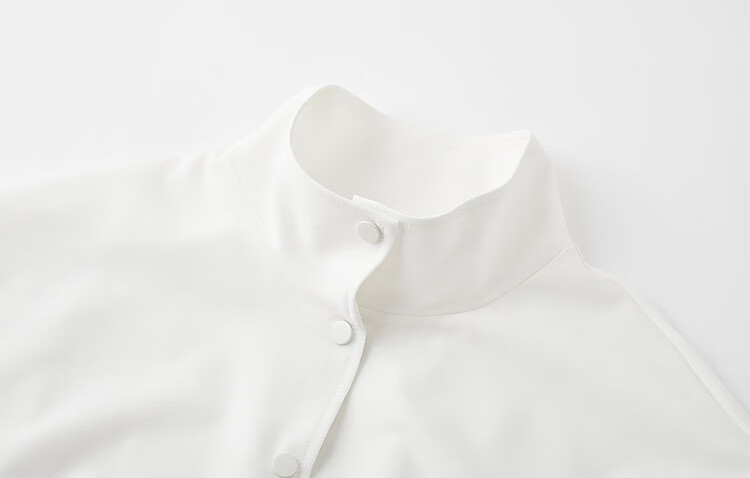 Dme [Minimalist Outfit] Spring High-Count High-Density Pique Mesh Stand Collar Four-Button Elastic Hem Short Women's Jacket 5