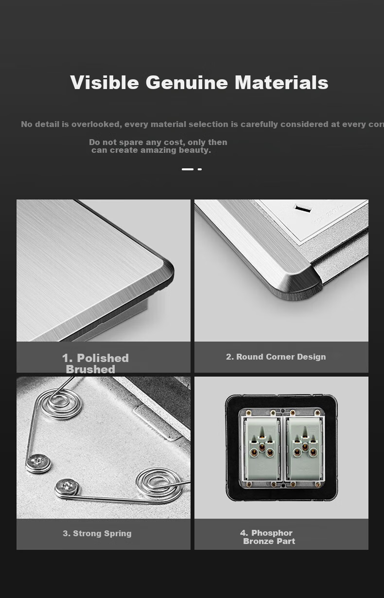 FDD Floor Socket, Hidden Flat Push-Type Floor Socket, Ultra-Thin Sliding Cover, Stainless Steel Waterproof Push-Pull Floor Socket Box, Silver, Five Holes 11