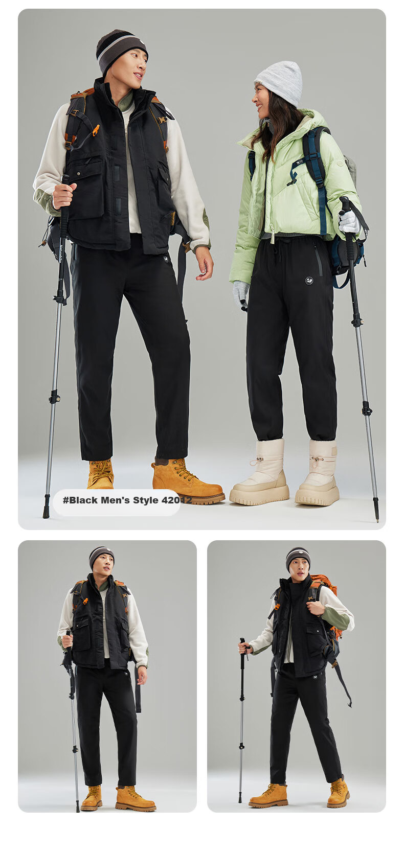 Xiongmaoxiangban Soft Shell Fleece-Lined Pants for Men And Women, Thickened Winter Outdoor Windproof Waterproof Three-In American-Style Hiking Trousers 10