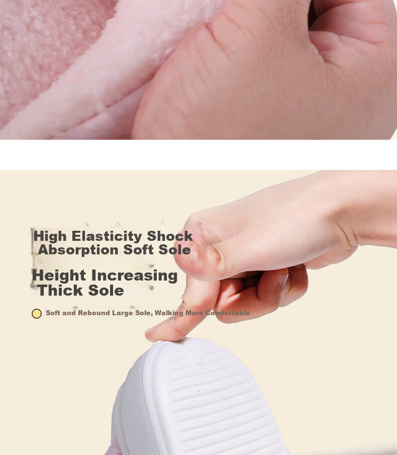 LangSha Winter Cotton Slippers for Women, Cute And Warm Home Slippers, Outdoor Waterproof Non-Slip Thick-Soled Maternity Shoes, Furry Cotton Shoes for Me 8