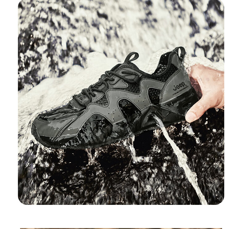 JEEP Men's Outdoor Mesh Breathable Hiking Shoes, Amphibious Quick-Drying Water Shoes, Non-Slip Wear-Resistant Mountaineering Boots 18