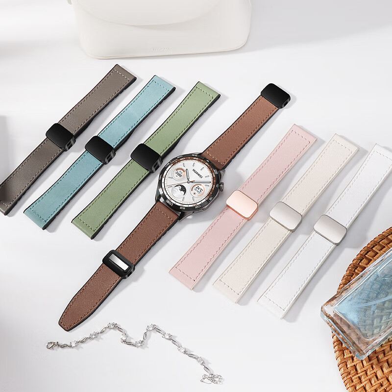 Ремешок Weiqiantu для Huawei GT6/GT5/5 Pro/Watch 5/4/4 Pro/3/3 Pro/2, 46/48 мм, классический 22 мм, натуральная кожа, коралловый