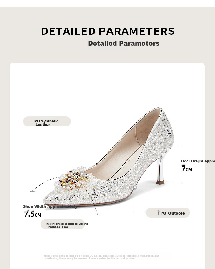 DAPHNE Minimalist Versatile Pointed High Heels Women's French Style Elegant Comfortable Bridal Wedding Shoes Silver Size 35 5