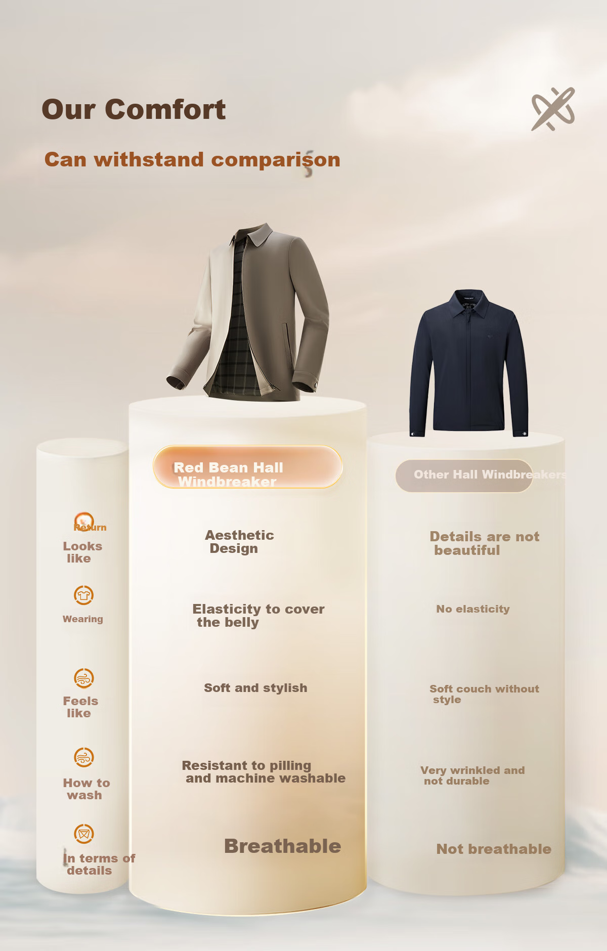 Hodo Men's Jacket, Turn-Down Collar, Comfortable Solid Color Executive Jacket, Cadre Style Outerwear for Me 2