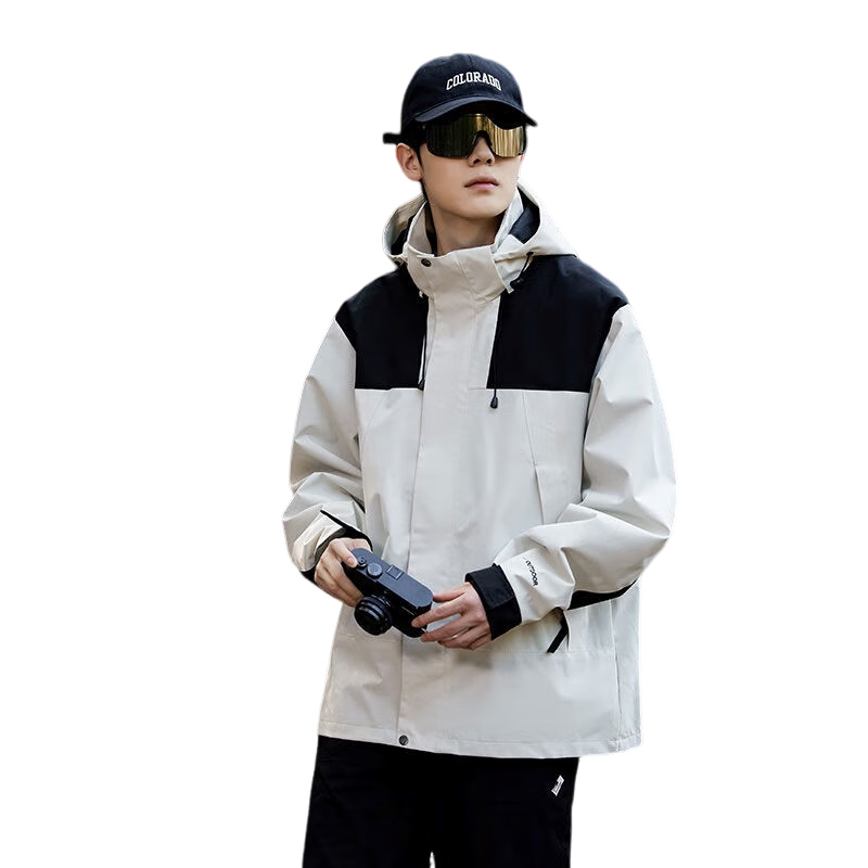 Mianzhi Men's And Women's Three-In Autumn Winter Outdoor Sports Fleece Jacket Coat, Ivory White, 3XL