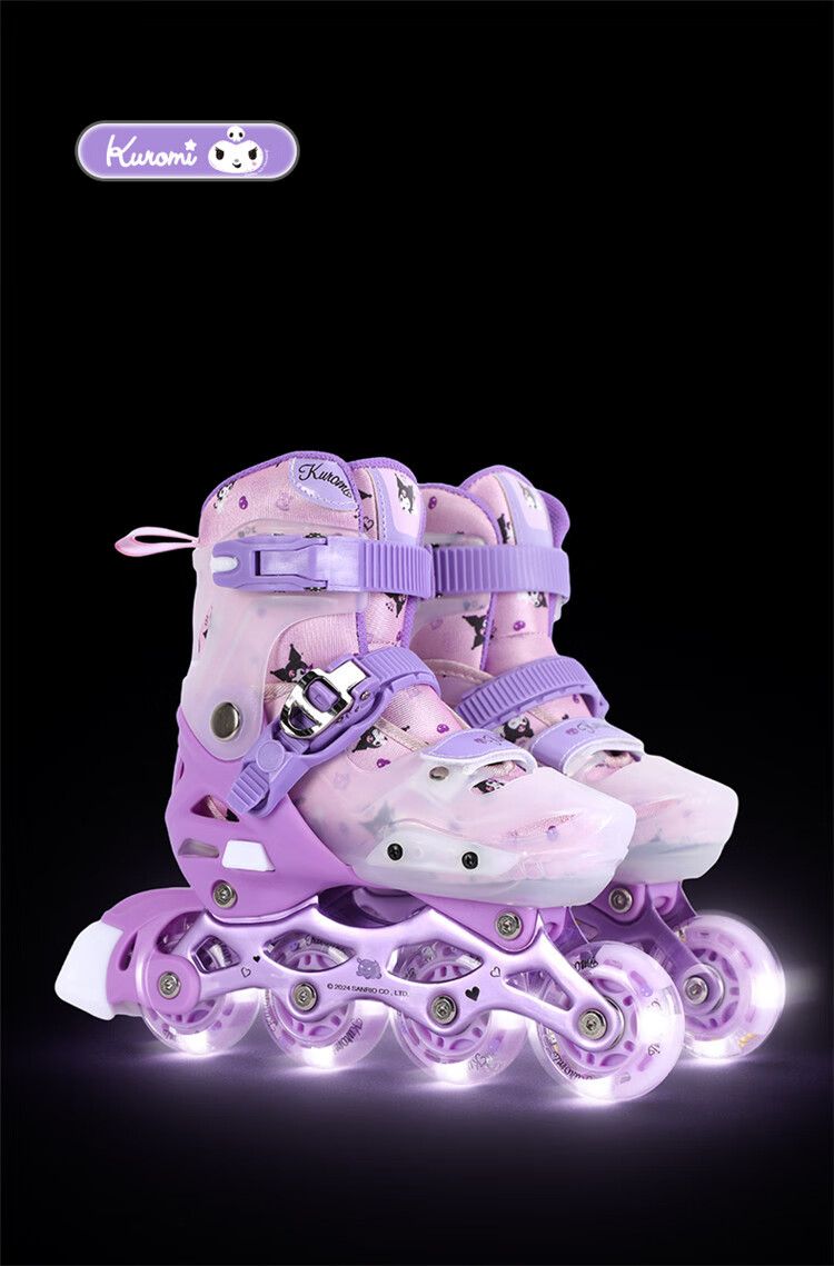 Mesuca & Kuromi Co-Branded Roller Skates for Girls, Inline Skates for Beginners, Roller Skates with Lights, Gift Idea 1