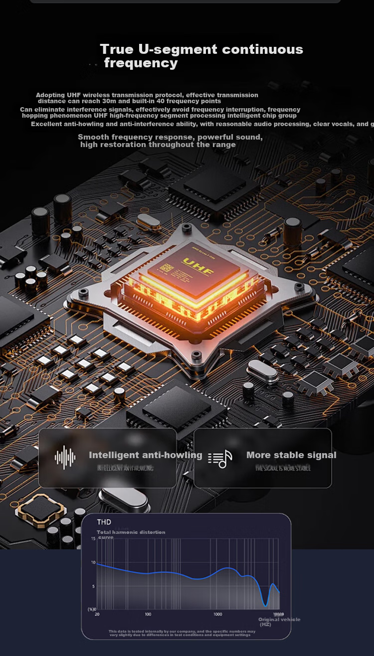 BBS Wireless Microphone, Professional U-Band Handheld Two-Channel UHF Microphone, Home Karaoke KTV Singing, Home Conference Speech, Long-Range Transmission, Stage Hosting Training TH-6 3