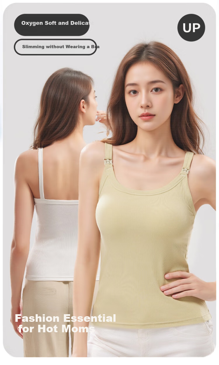 LangSha Nursing Camisole, Summer Thin Style, Wearable Outside, No Bra Needed, Postpartum Breastfeeding Specific, with Chest Pads, Maternity Underwear 1