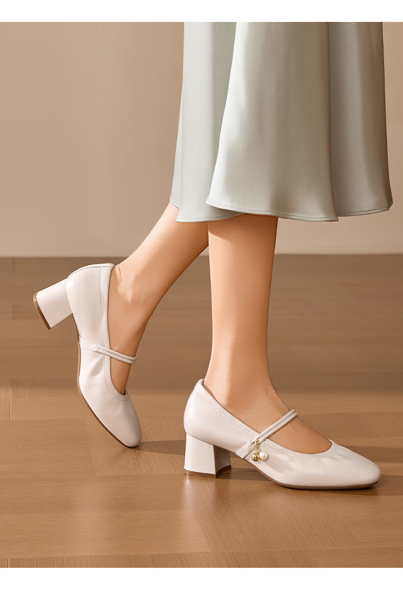 St&Sat Genuine Leather Mary Jane Shoes for Women, 2026 New Summer Style, High Heels with Skirts, Comfortable French Elegant Fashion Sandals 11