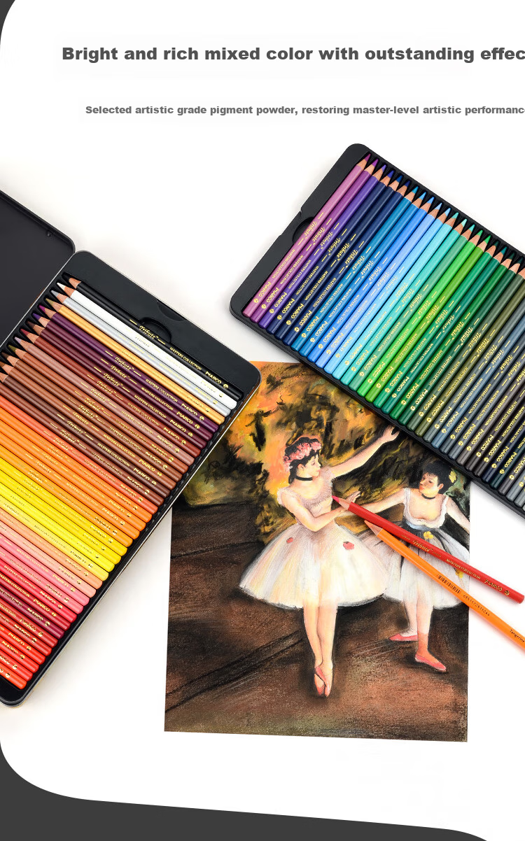 MARCO Master Oil-Based Colored Pencils Art Student Set, Student Colored Pencils Birthday Back-To Gift, Master Gift Box [Charcoal Pencil Set] 5