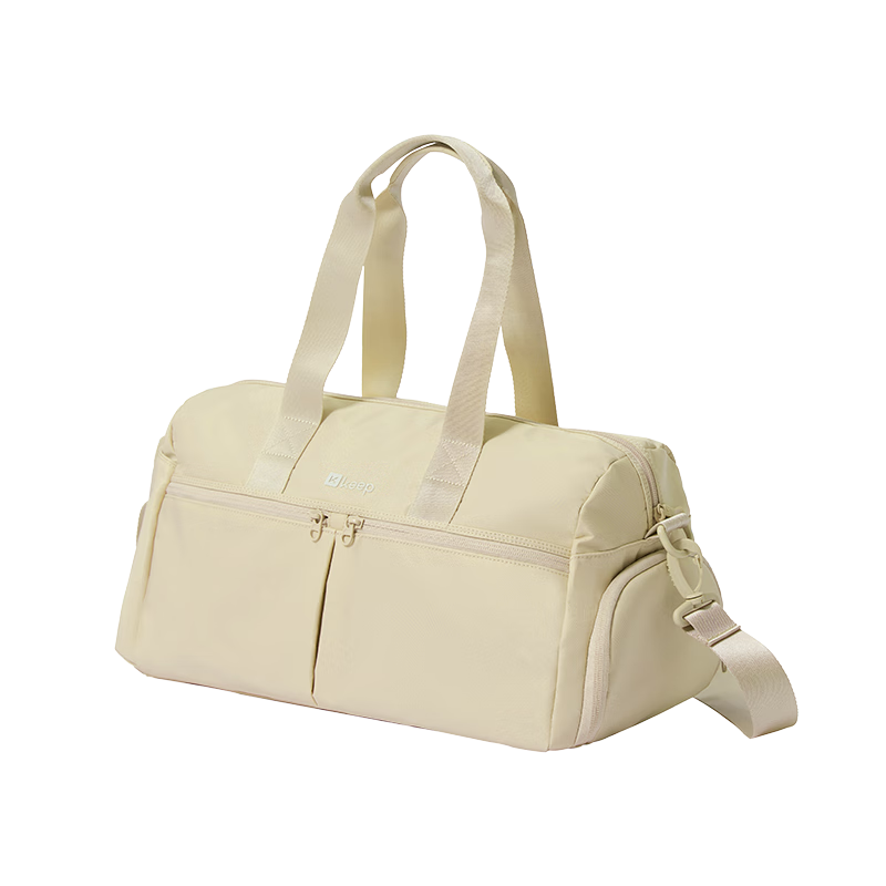 Keep Dry-Wet Separation Swimming Fitness Bag, Waterproof Large Capacity Shoulder Outdoor Storage Sports Tote Bag, Light Warm Sand Color