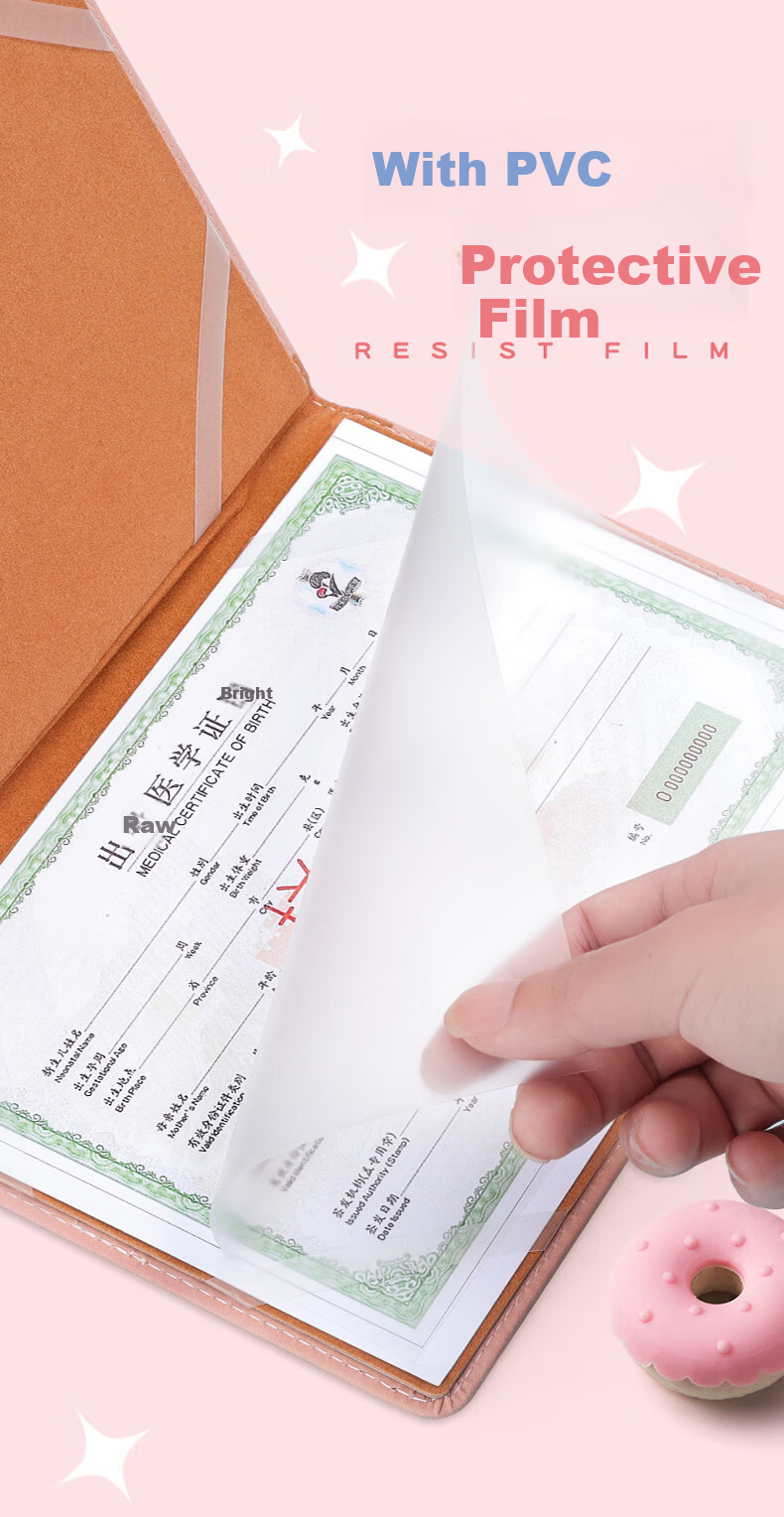SIMAA Birth Certificate Holder + Vaccination Record Holder, Newborn Baby Medical Birth Certificate Holder, Standard Set - Pink 6369 4