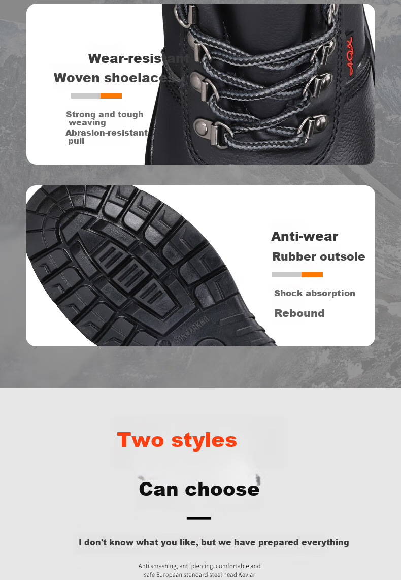GUYISA Safety Shoes for Men, Steel Toe Cap, Puncture-Resistant, Waterproof, Dustproof, Comfortable, Wear-Resistant, Construction Site Work Boots 876 Size 36 12