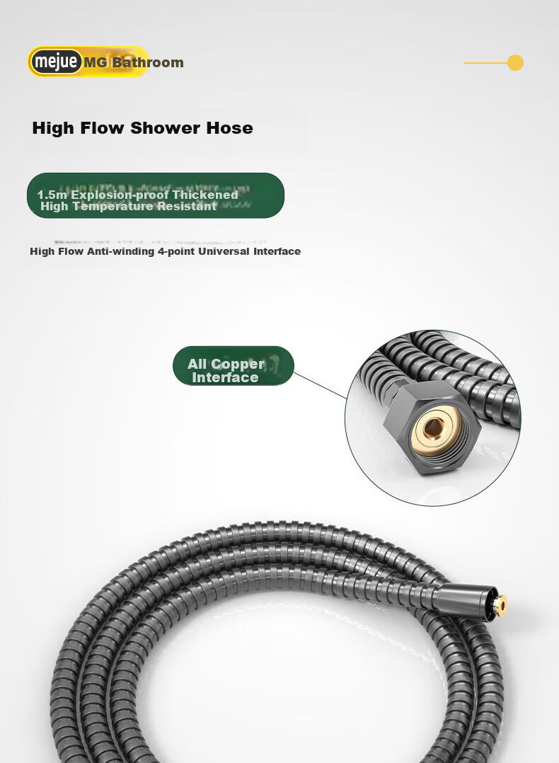 MEJUE Pressurized Shower Head, Single-Head Bathroom Handheld Shower Sprayer, High-Pressure Water Outlet 5332 21