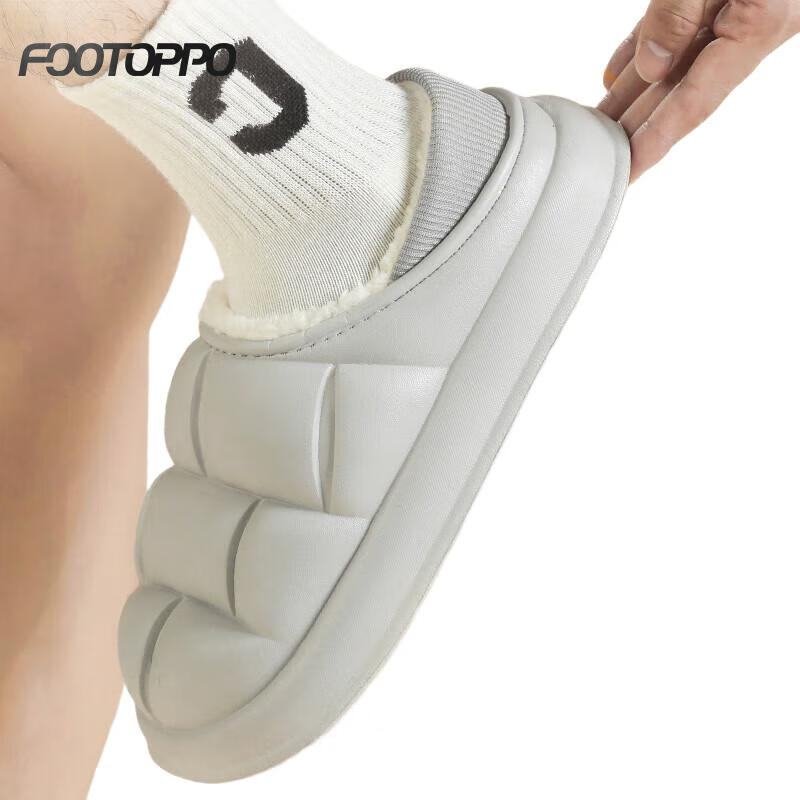 FOOTOPPO Waterproof Cotton Slippers for Women, Postpartum Shoes, Autumn And Winter Outdoor Thick-Soled Non-Slip Slippers, Winter Warm Cotton Shoes, Home Slippers for Me