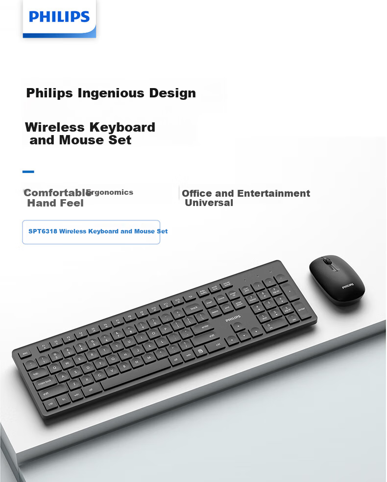 PHILIPS SPT6368 Wireless Keyboard and Mouse Set Office Apple MAC Desktop Laptop Ergonomic Keyboard and Mouse Set Corporate Purchase Pink 1