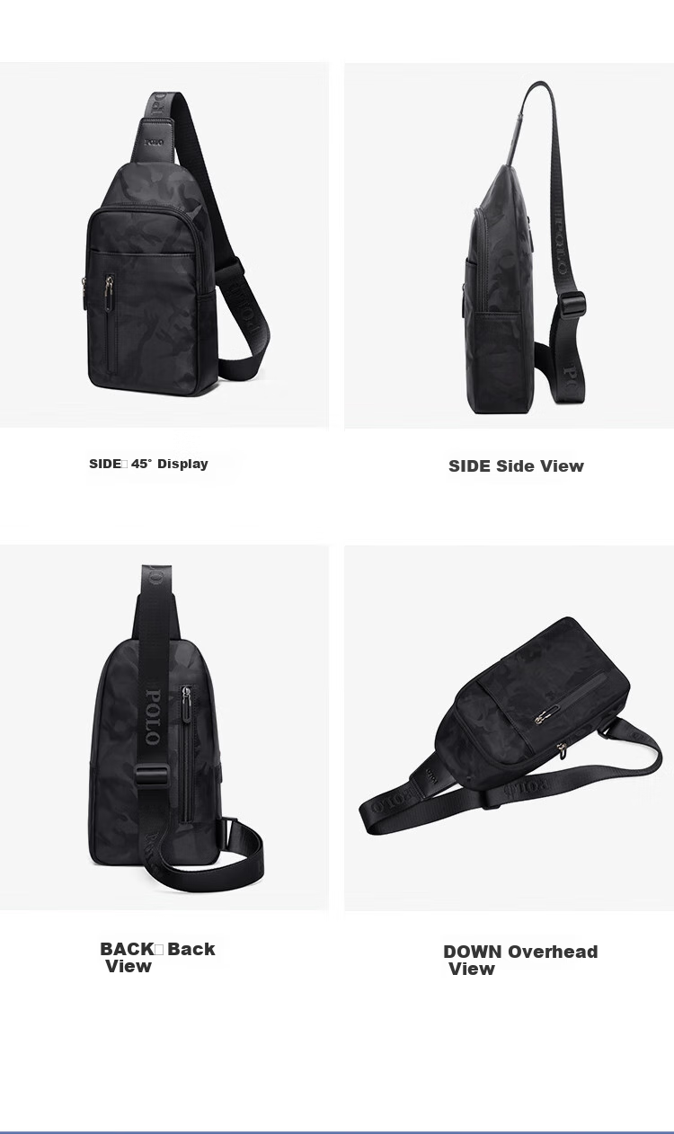 POLO Chest Bag for Men, Camouflage Crossbody Bag, Lightweight IPad Bag, Sports Messenger Bag, Commuter Phone Bag, Casual Shoulder Bag 12