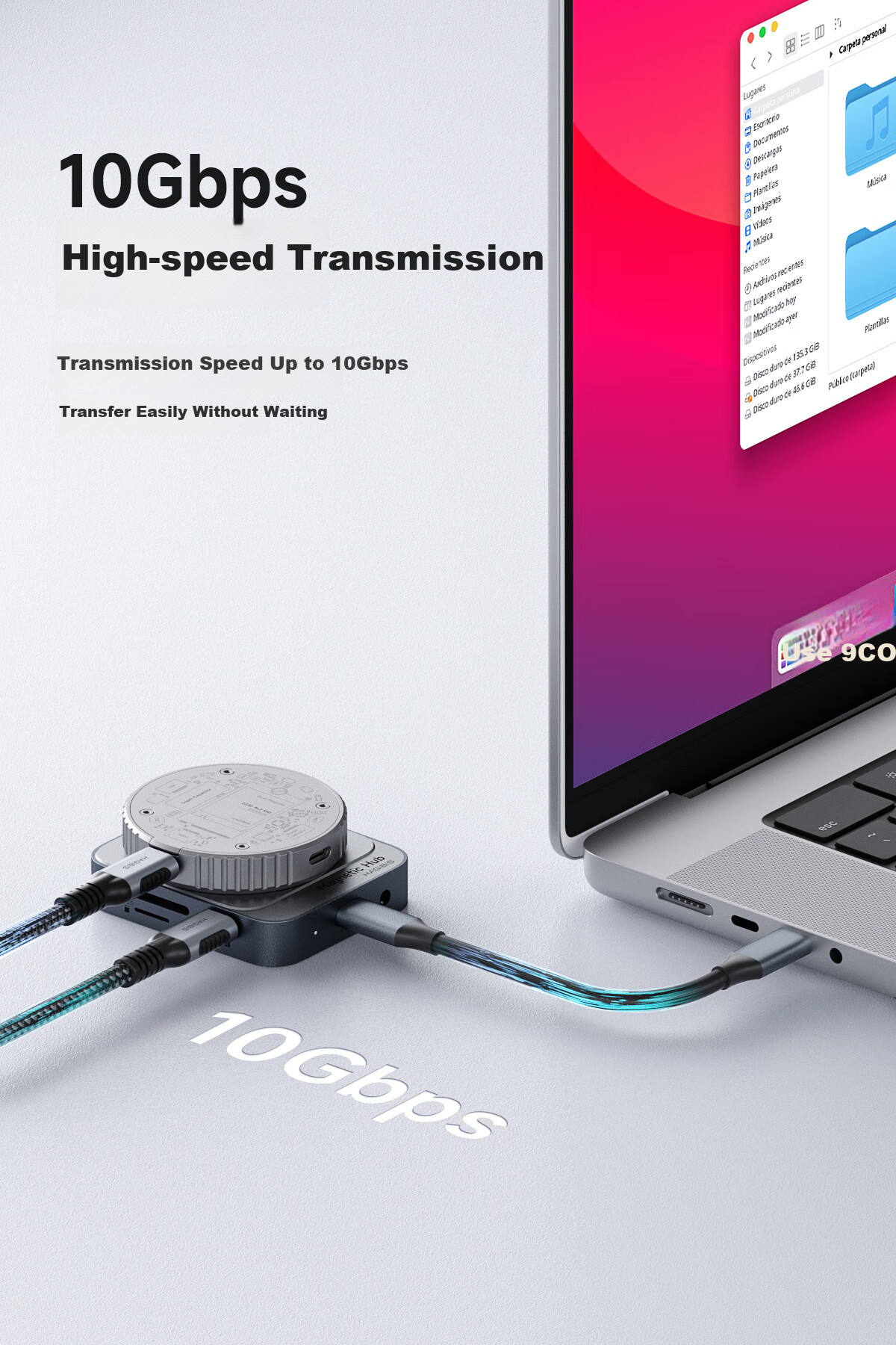 Haibeisi Magnetic Type-C Docking Station USB Multi-Port Hub Gigabit Ethernet Adapter TF/SD 4.0 Card Reader for Apple iPhone MacBook Laptop 15
