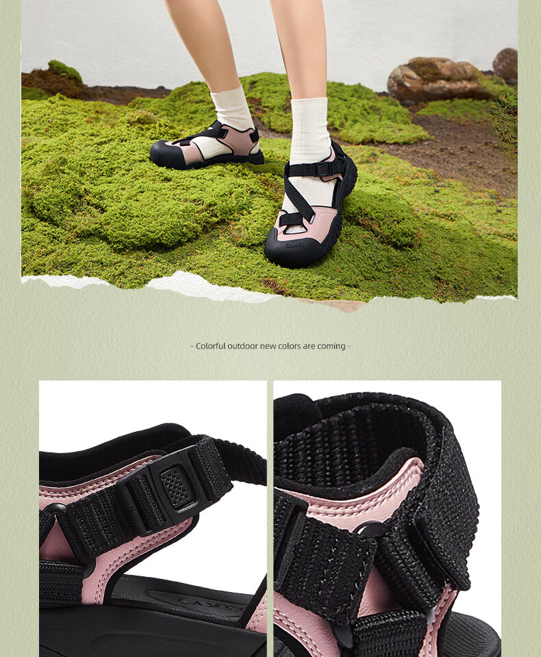 CAMEL Women's Outdoor Sandals Cute Cool Version Colorblock Thick Sole Sandals L25M076016 Silver/Grey Size 36 5