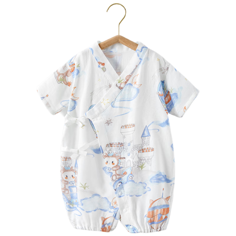 Beitaisi Baby Clothes, Summer Thin Bamboo Cotton Onesie, Newborn Gauze Romper, Short-Sleeve Infant Pajamas