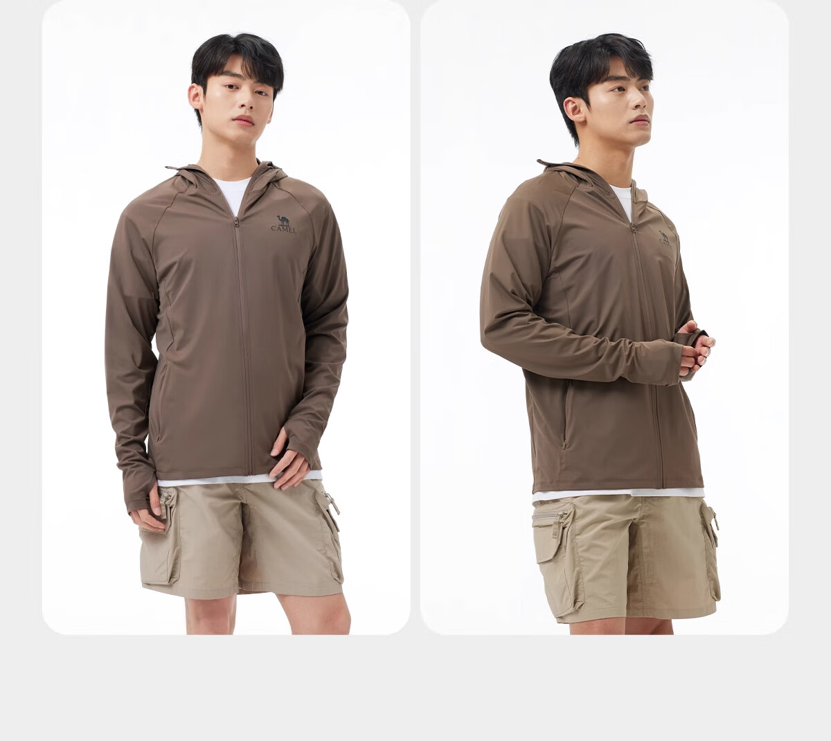 CAMEL Cold White Outdoor Sun Protection Clothing Spring And Summer Men's And Women's Original Yarn Cool-Feeling UPF50 Jacket Sun Protection Garment 56