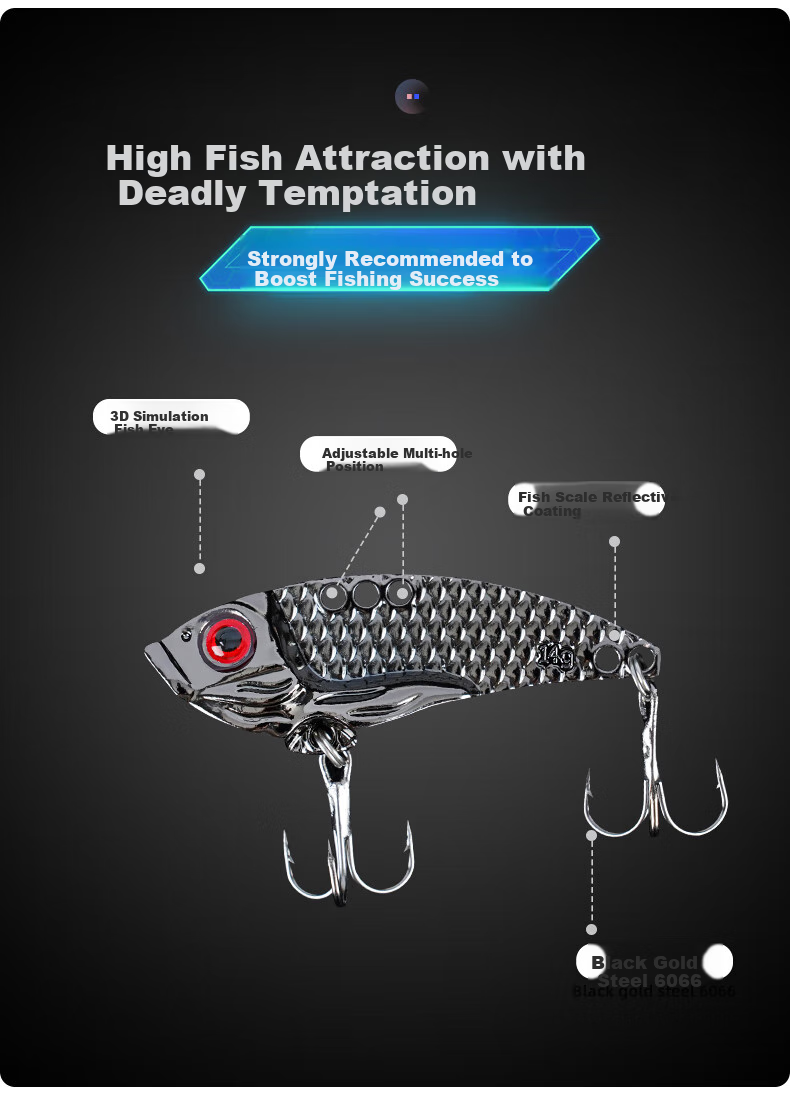 Erciyuan Lure, Long-Casting Iron Plate VIB, Full Water Layer Search Bait, Freshwater And Saltwater Versatile Lure, 20g 3