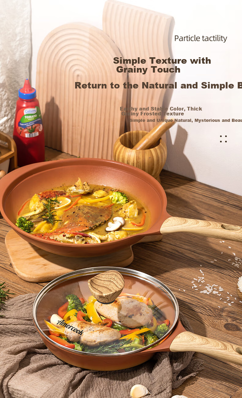Amercook Alfitat Clay Pot Set, Non-Stick Wok, Flat-Bottom Frying Pan, Amier Cookware Two-Piece Set, Suitable for Induction And Gas Stoves 6