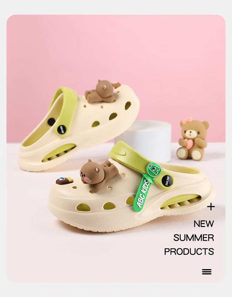 ABC KIDS Children's Perforated Shoes, Boys And Girls Slippers, Summer Sandals, Baby Soft-Soled Non-Slip Beach Shoes, 8501 White-Pink, Size 30-31 5