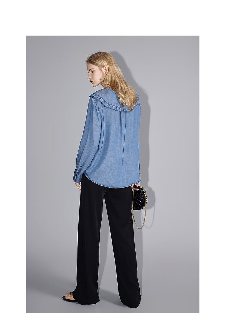 Dme Denim Shirt, Spring And Autumn Turndown Collar Long-Sleeve Shirt, Women's Top 7