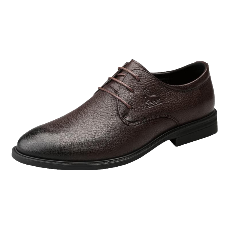 Gongyang Men's Leather Shoes, Business Formal Shoes, British Style Trendy Genuine Leather Shoes, Office Commute Derby Shoes, Brown, Size 44