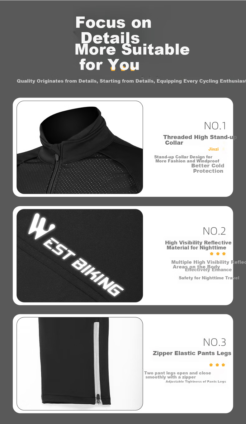 WestBiking WestBiking Autumn And Winter Bicycle Riding Jacket Long-Sleeve Set, Warm Fleece-Lined Cycling Sportswear 12