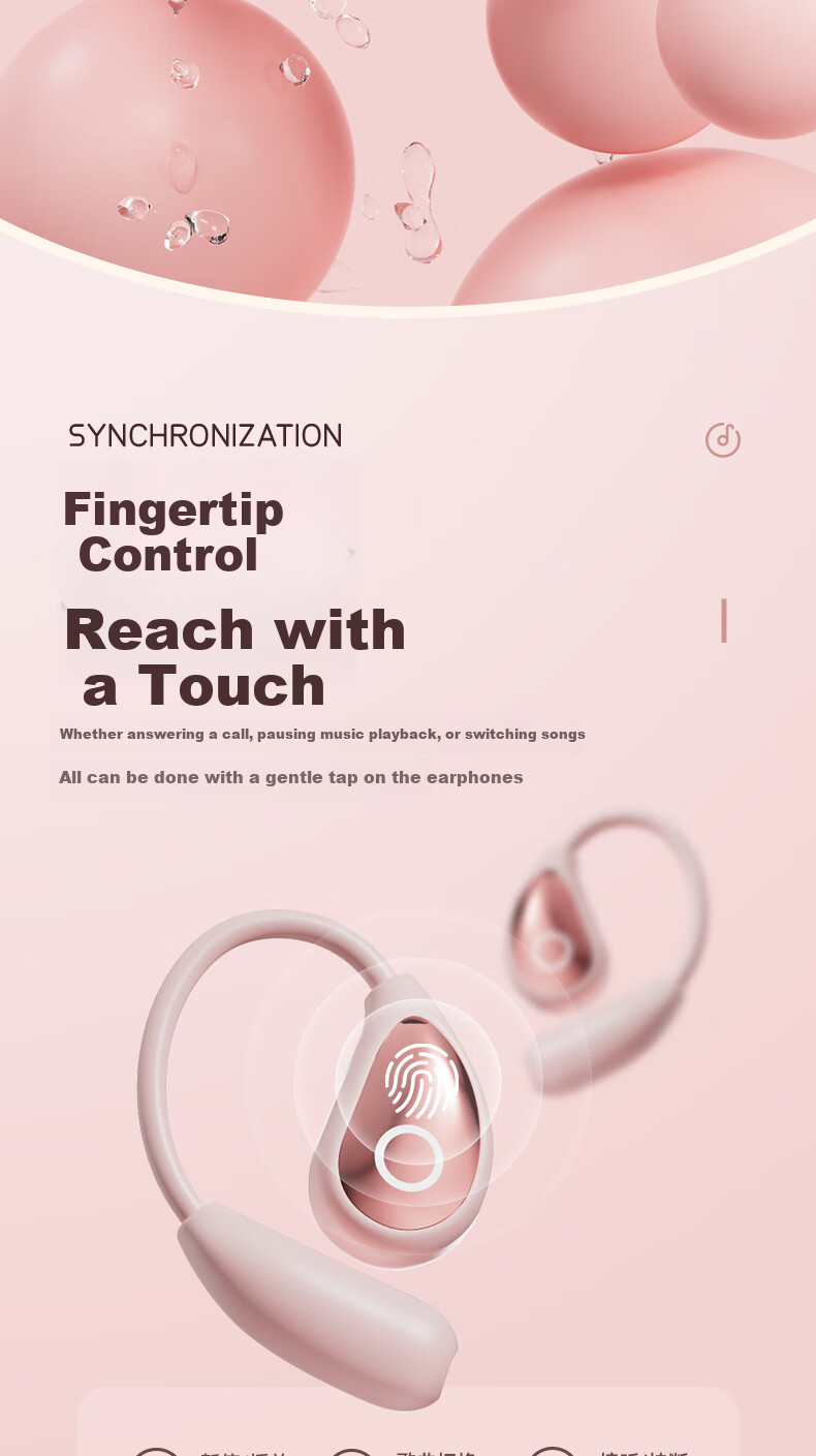 CLAISON [2025 New Model | Berlin Voice] Bluetooth Earphones, Over-Ear Bone Conduction Concept, Open Wireless Non-In Sports Running Noise-Cancelling Ear Clip Style M95-Yuan White 14