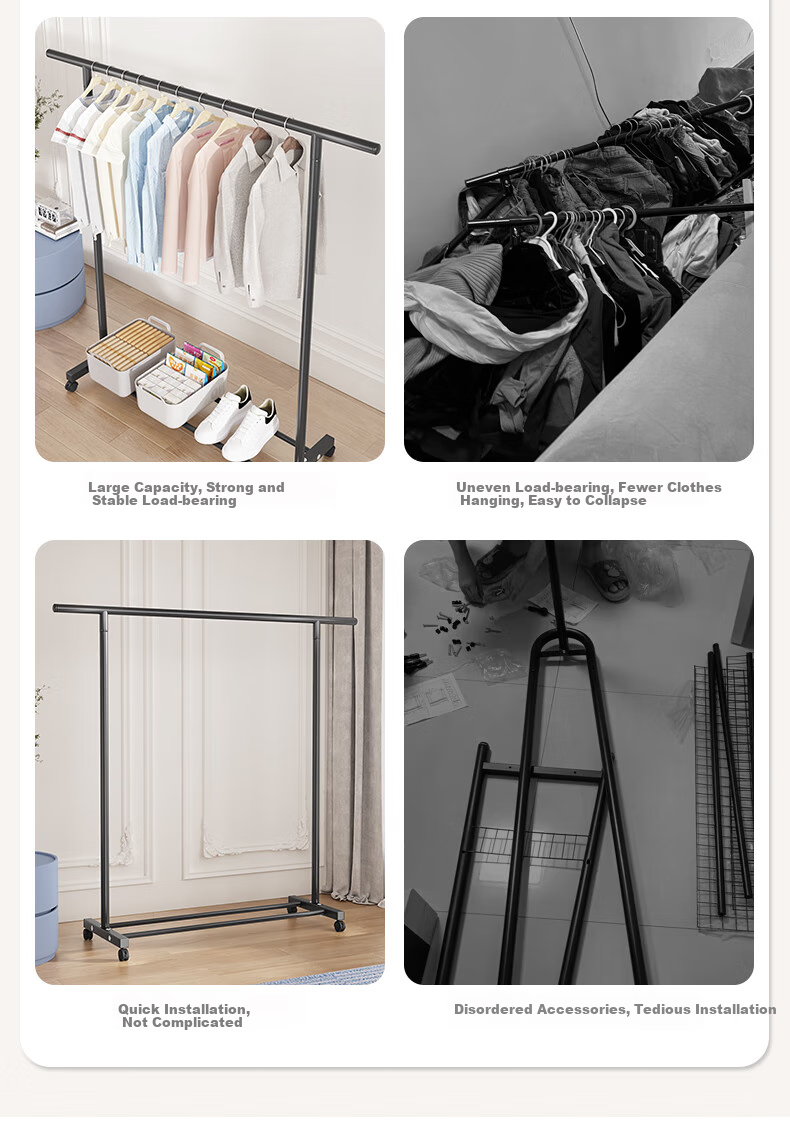 HKG Aluminum Alloy Single Rod Clothes Drying Rack Floor-Standing Indoor Bedroom Balcony 60cm for Students and Office Workers 5