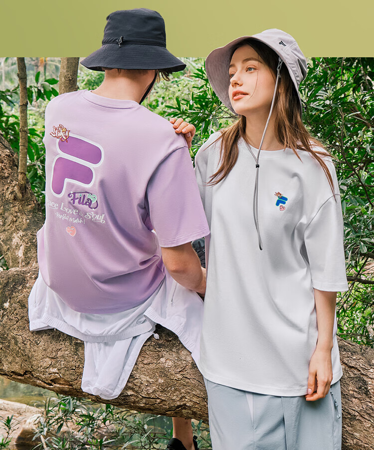 FILA FUSION Official Trendy Brand Zhang Hao Couple Knit Short Sleeve Breathable Cool Casual T-Shirt 2