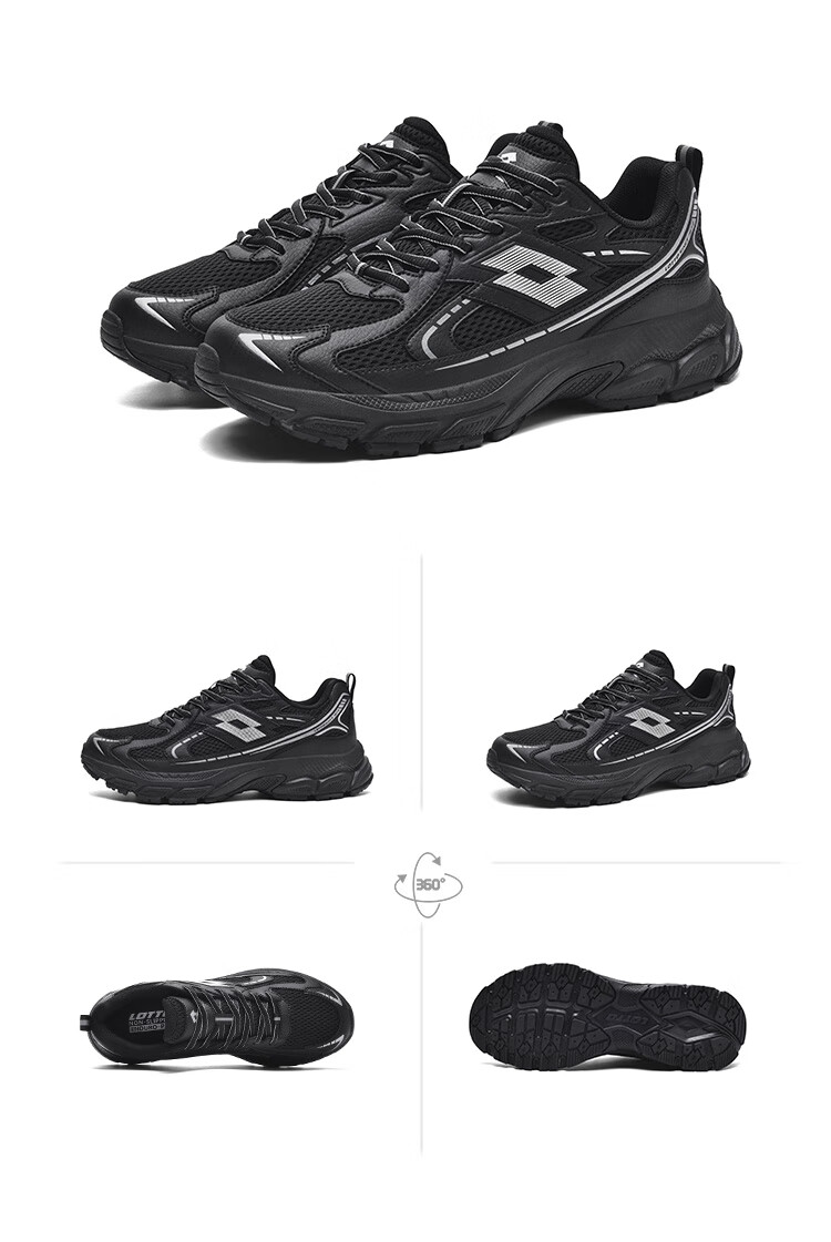 LOTTO Men's Shoes, Spring Casual Sneakers, Retro Dad Shoes, Outdoor Running Shoes, Black, Size 41 21