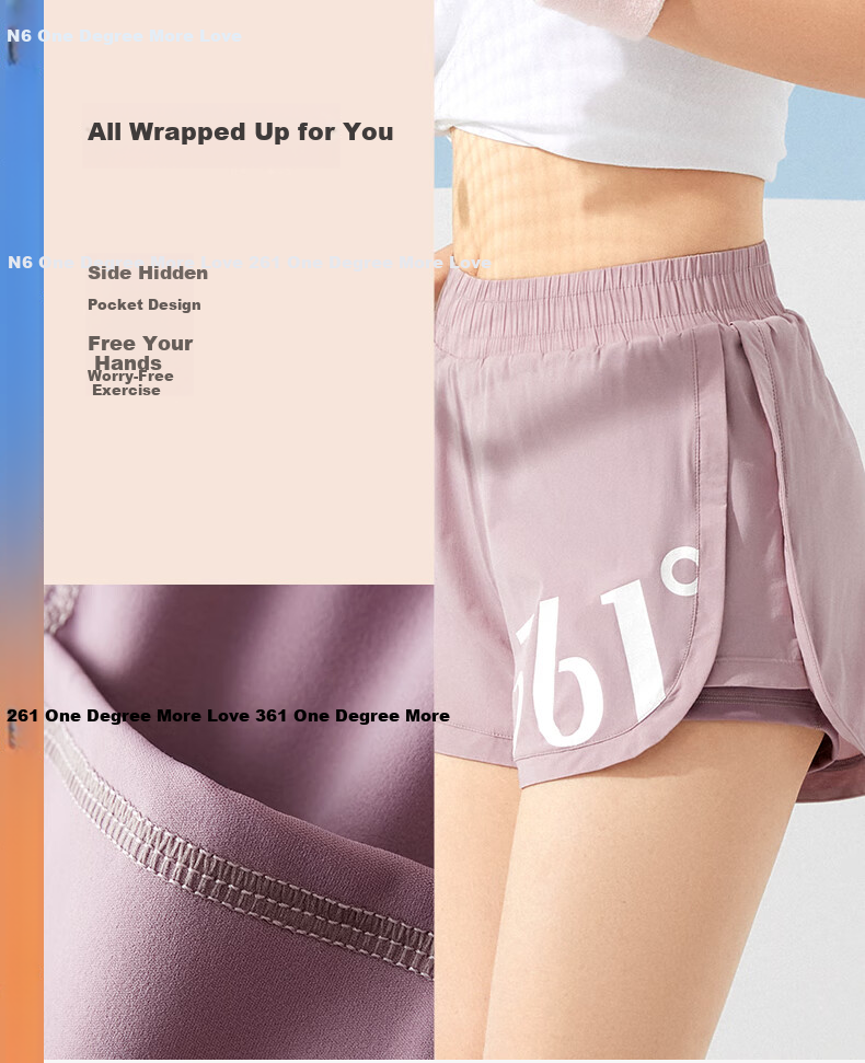 361° Sports Fitness Yoga Shorts, Summer Lightweight, Anti-Exposure, Fake Two-Piece Design, Running Sports, Breathable Shorts for Outdoor Wear 7