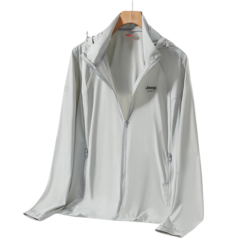 JEEP SPIRIT Ice Silk Sun Protection Jacket for Men, Summer UV-Resistant Outdoor Lightweight Breathable Couple's Sun Protection Coat