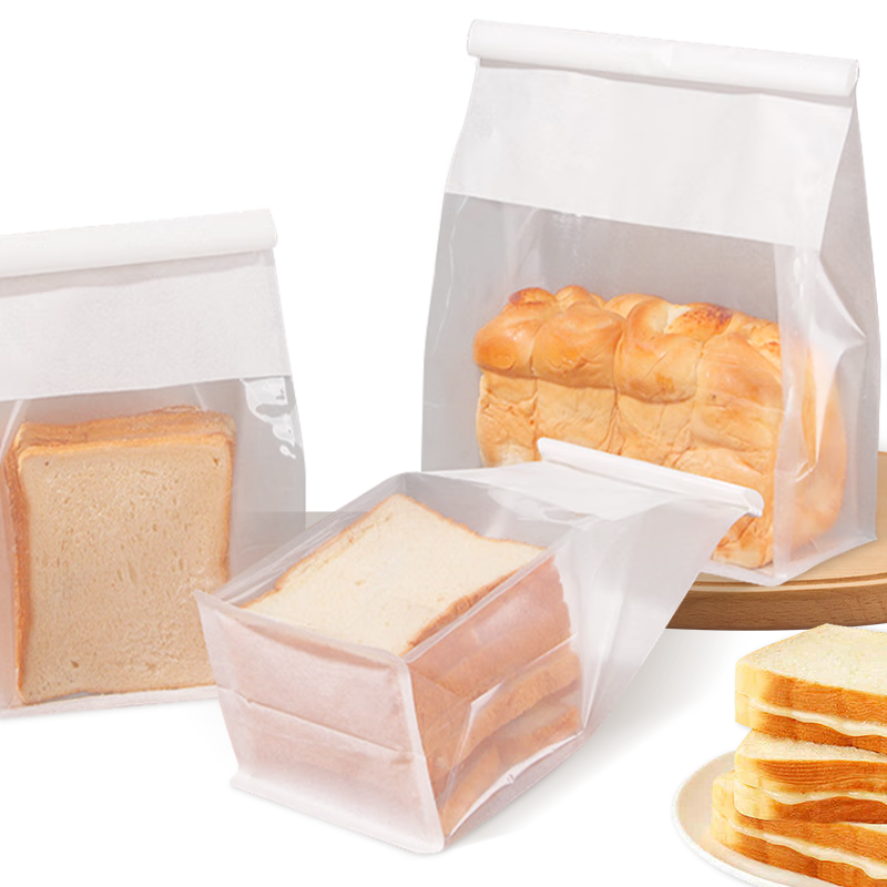 Edo Toast Packaging Bags with Rolled Edges, Bread Bags for Pastries And Baking, Cookie And Candy Storage Bags, Large Size, 10 Pieces