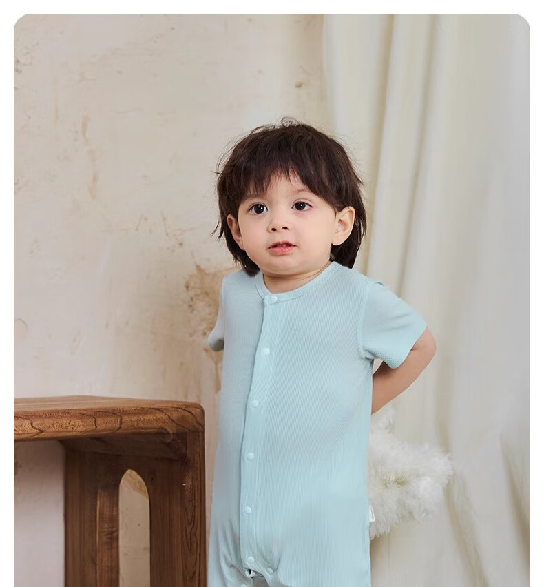 Niduoxiong Summer Baby Romper, Infant Clothing, Summer Outfit, Crawling Suit, Newborn Home Wear, Short-Sleeve Ice Silk 33
