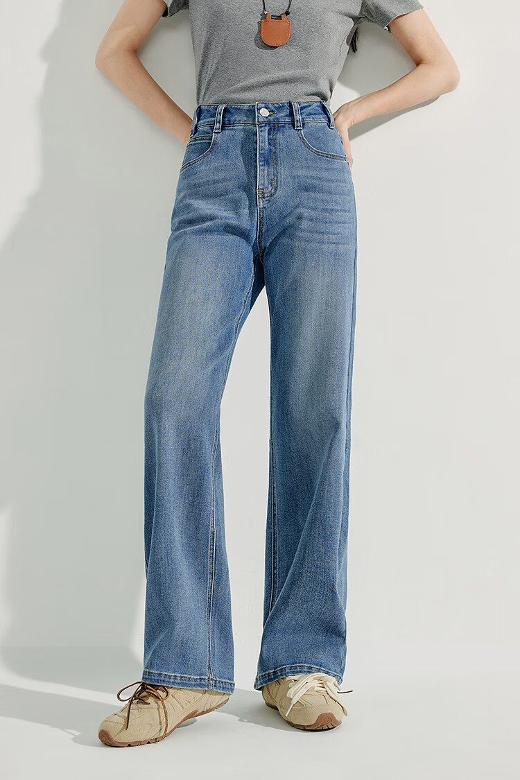 INMAN [Same Style As on Runway] French-Style Straight-Leg Jeans, 2026 Spring/summer Wide-Leg Trousers, Denim Blue, Size 27 1