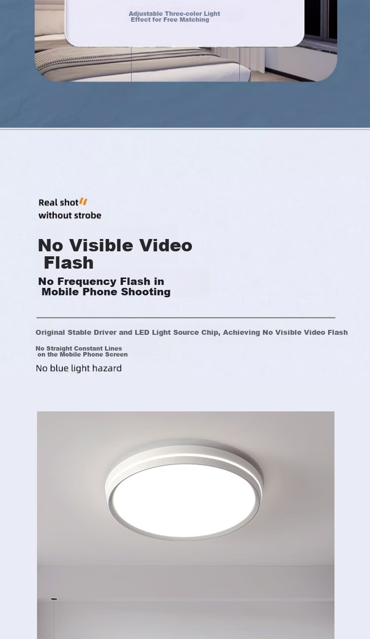 HD Ceiling Light Minimalist Bedroom Lamp Master Bedroom Light Zhongshan Lighting Square Three-Color [Installation + Removal Included] 6