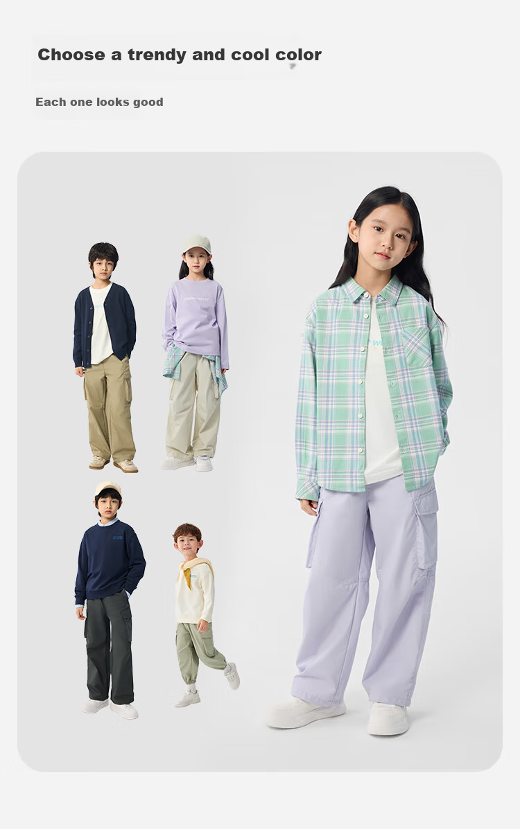 BALABALA Children's Clothing, Boys' And Girls' Pants, Spring And Autumn Loose Cargo Pants, Versatile And Fashionable Outdoor Wear 4